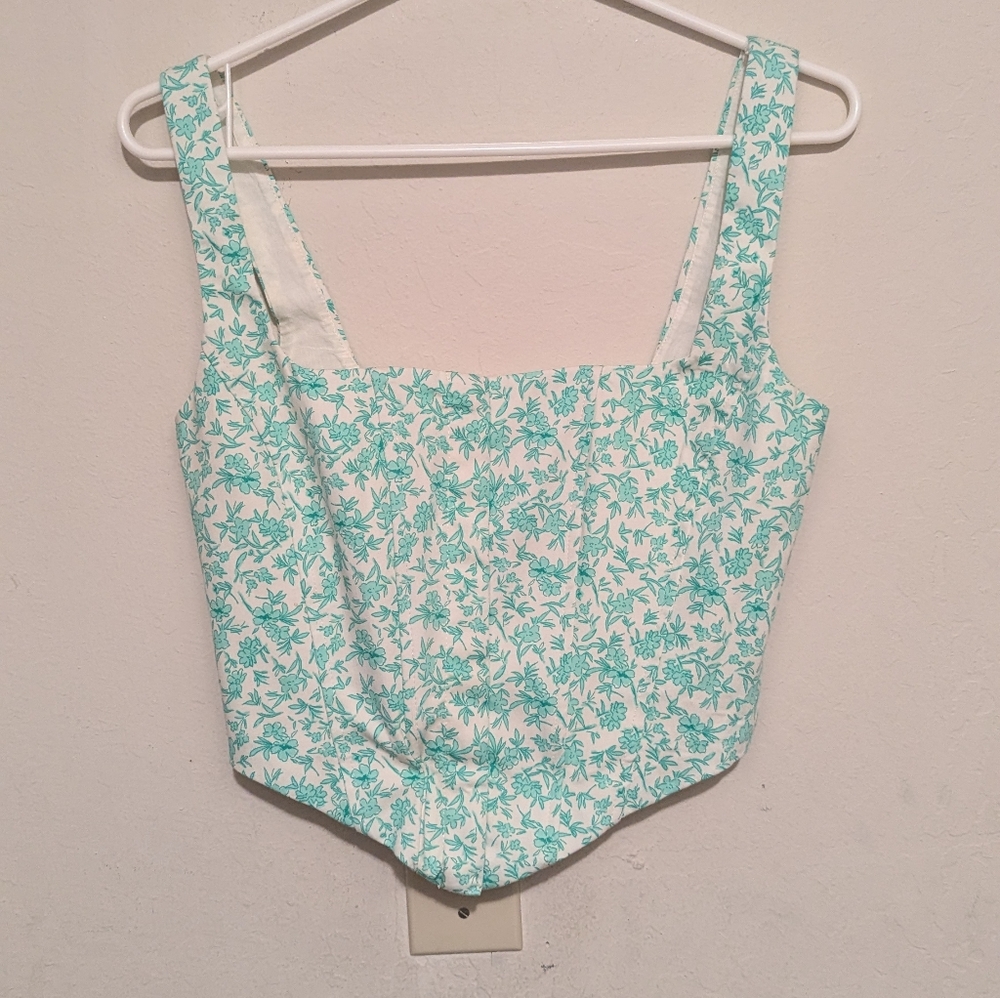 Like New Zara Floral Print Corset Top Size Small